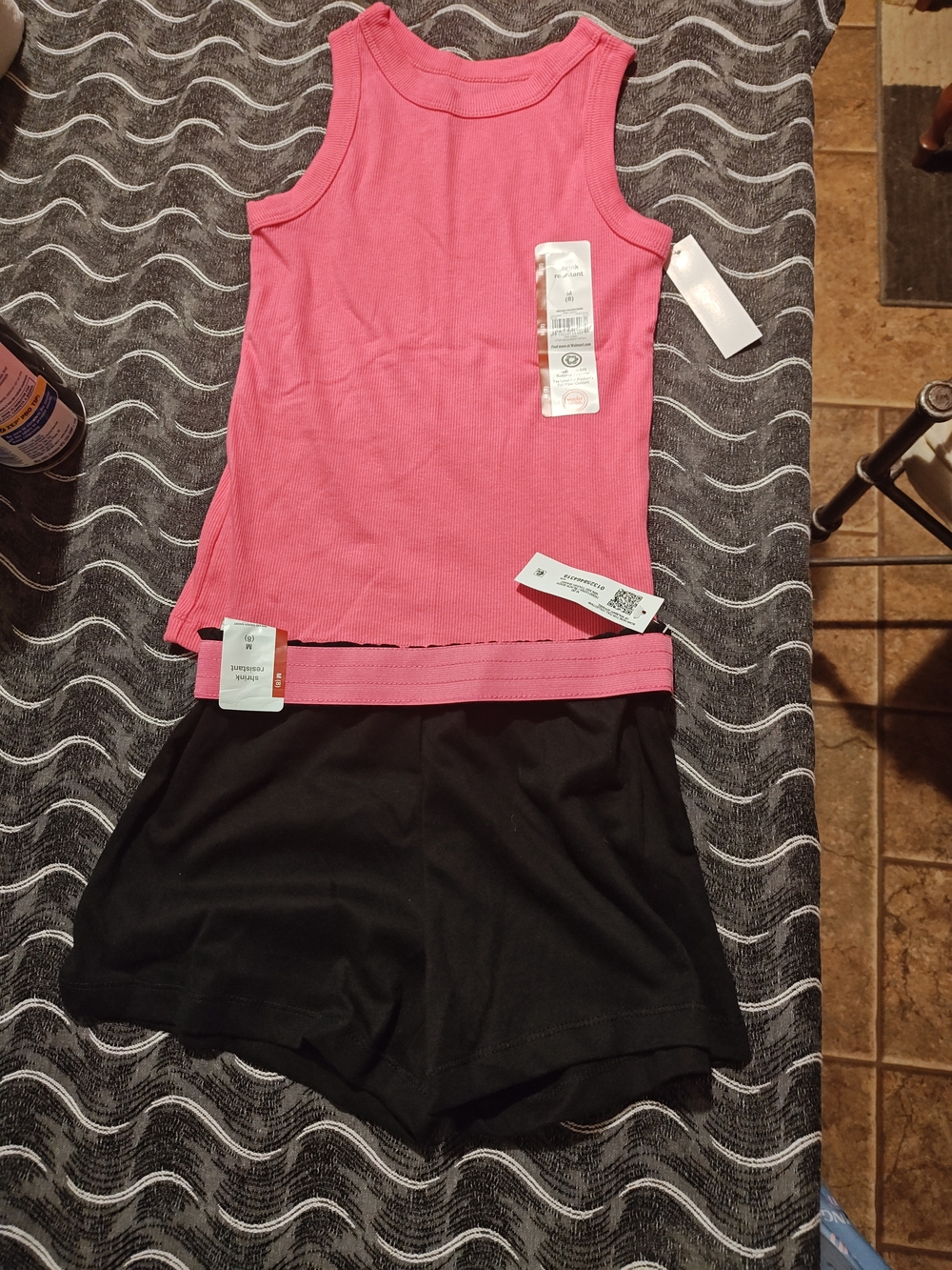 wonder nation Pink Tank & Black Shorts Kids